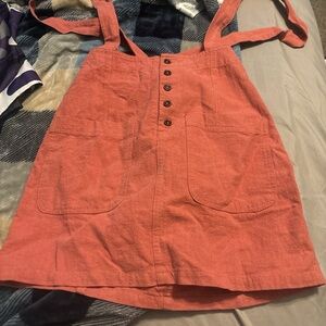 Coral Button-Front Pinafore skirt